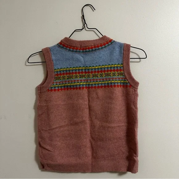 Boden Pink Fair Isle Sweater Tank with Blue Yoke - Picture 9 of 11
